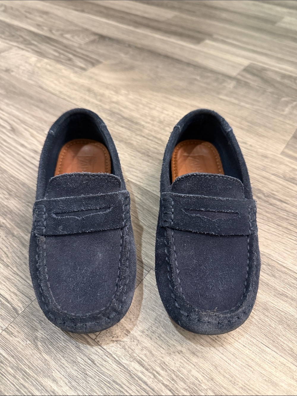 Zara Boys Navy Blue Suede Penny Loafers size 11.5 (29)